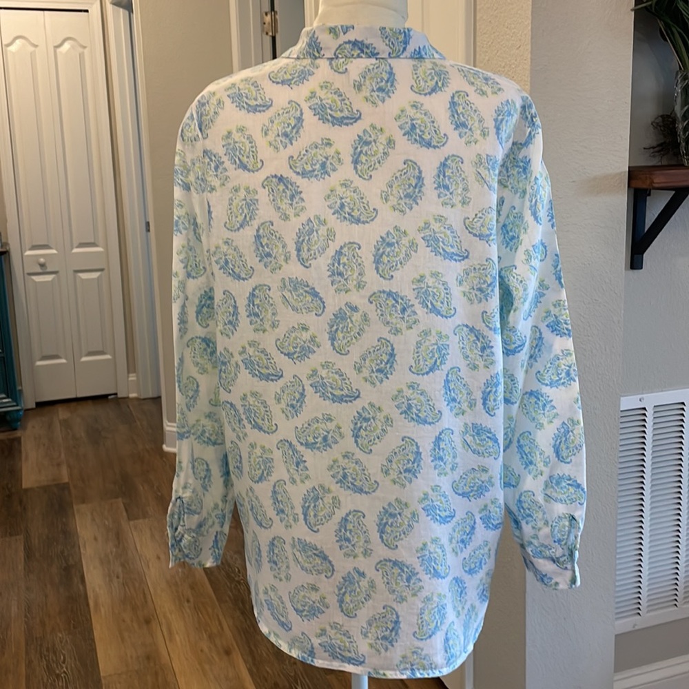 J Jill Love Linen Paisley Print Blouse - Picture 4 of 11
